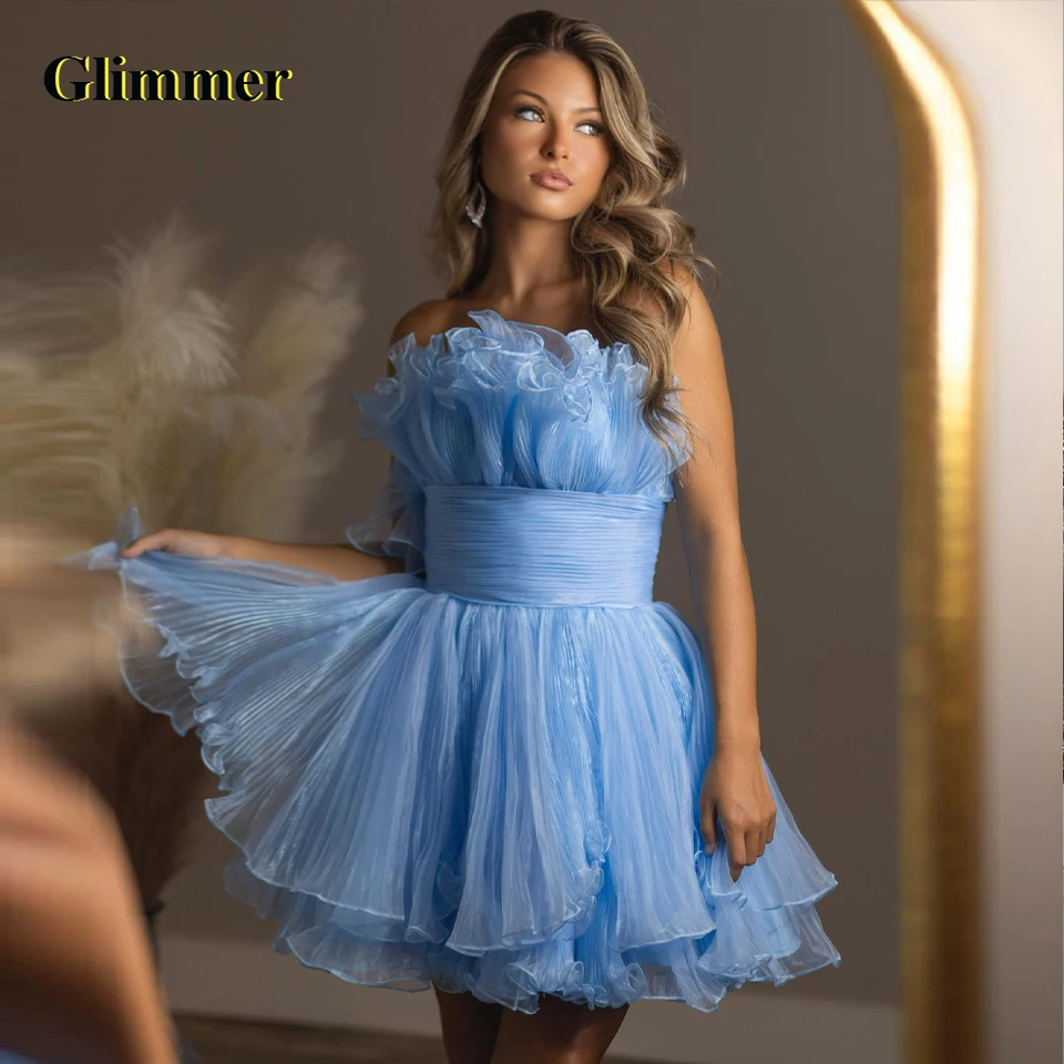 Glimmer Classic Tulle Cocktail Šaty for Women Short A-line na mieru Príležitostné obliekania Vestido de formatUra Prispôsobené