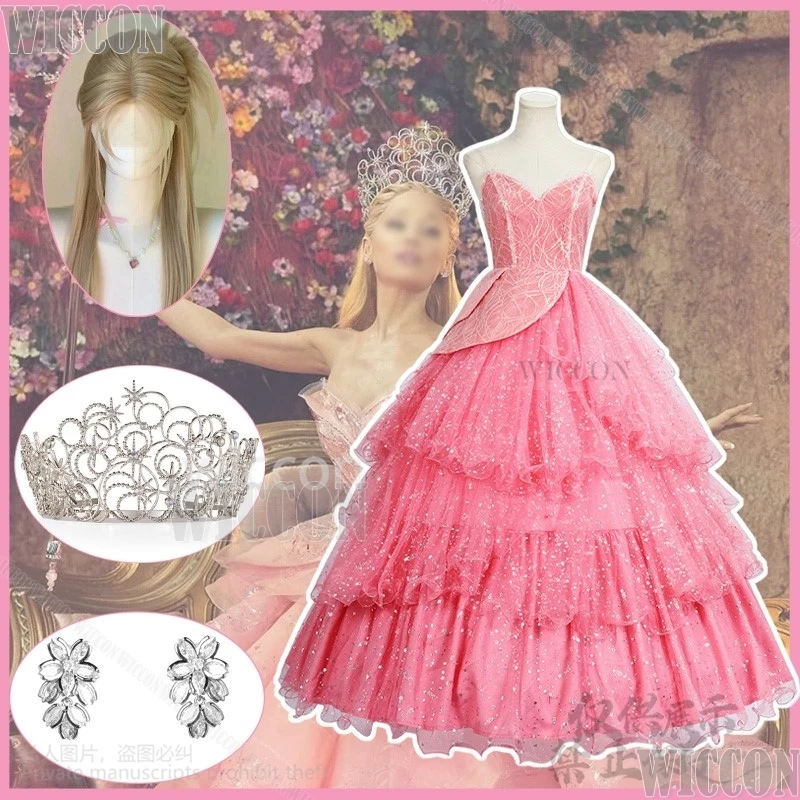 Glinda Wicked cosplay anime filmový kostým ružové šaty lolita večer roztomilý oblek na parochňu halo halo uší set pre halloween dievčatá prispôsobené