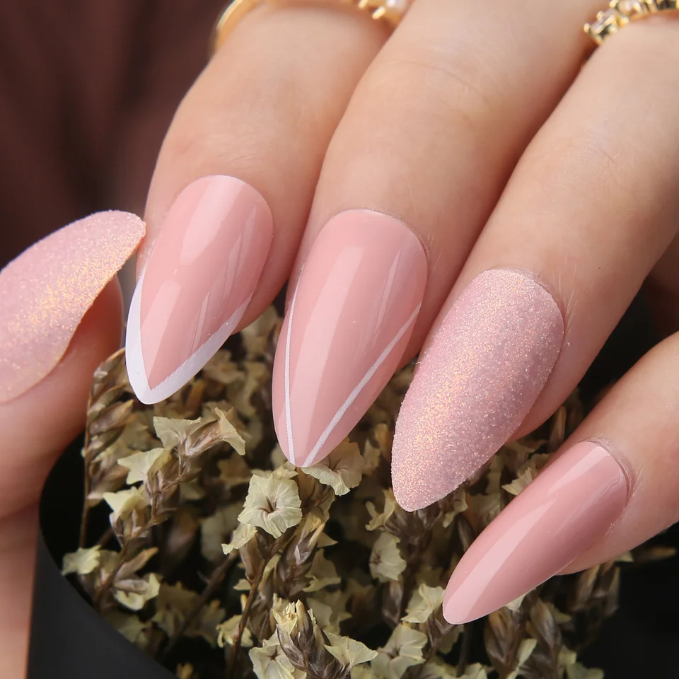 Glitter broskyňa broskyňové klince Press na plné kryt