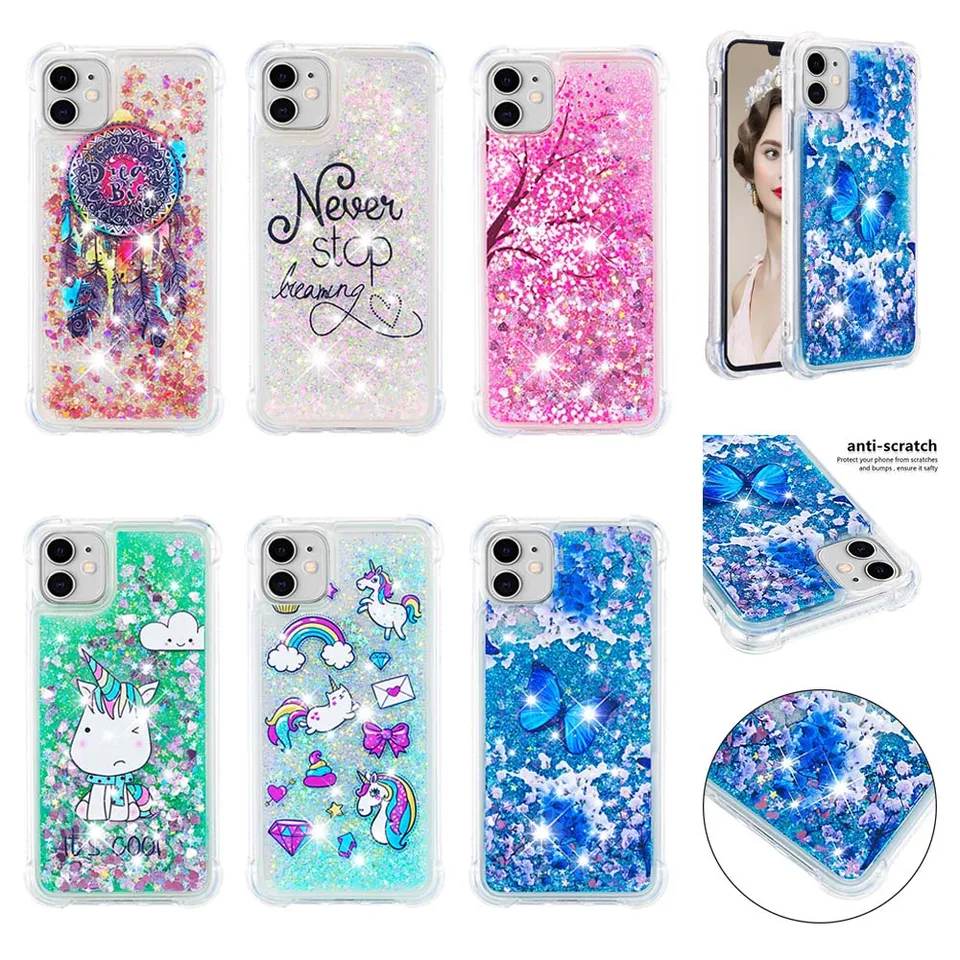 Glitter Case pre Funda Samsung Galaxy A15 A25 A35 A55 A14 A24 A34 A54 A05 Case Cuce Cute Unicorn Dynamic Liquid Quicksand Cover