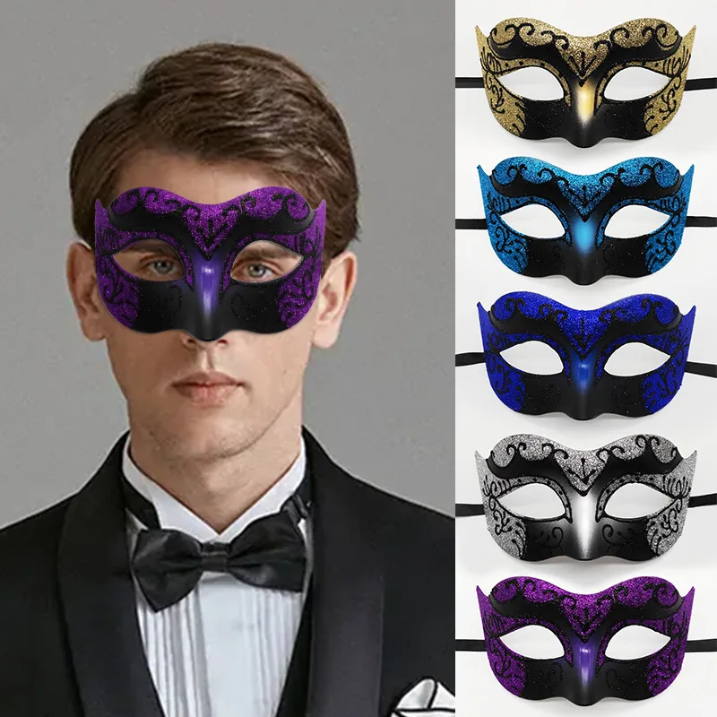 Glitter Half Face Masquerade Maska Žena Muž Benátky maska ​​Halloween kostýmové doplnky pre Cosplay Party