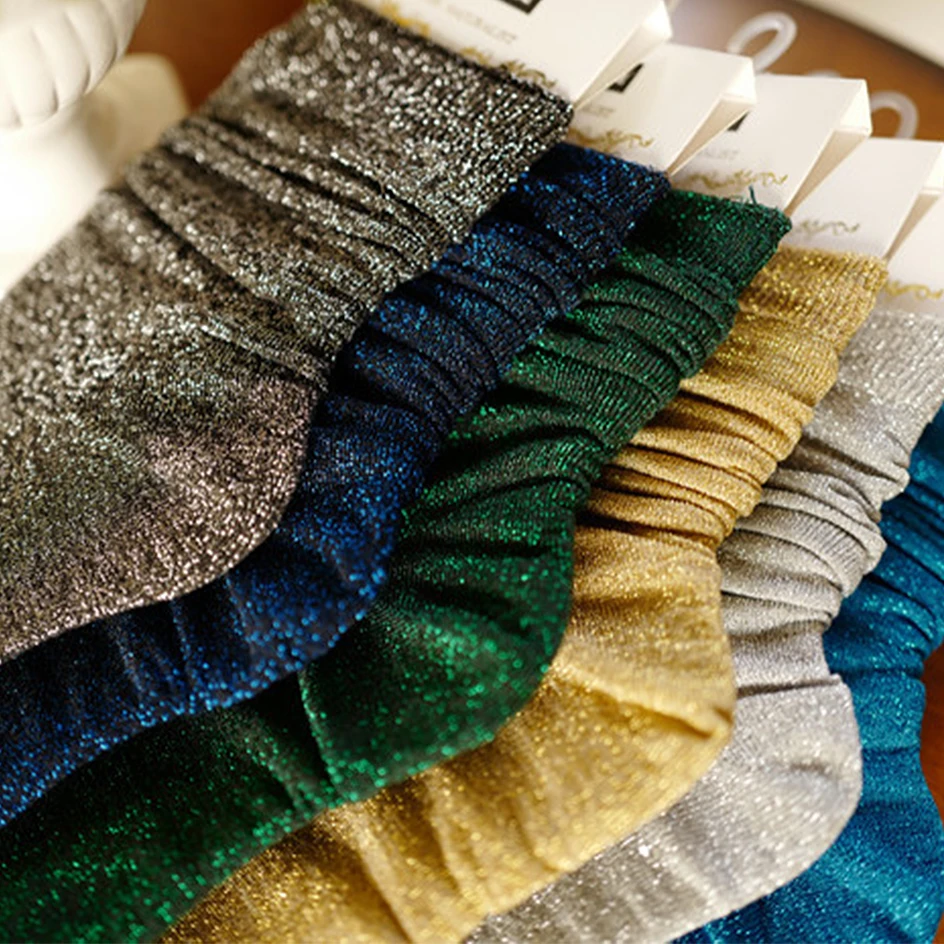 Glitter hodvábne ponožky pre ženy lesklý filigree voľné ponožky módne streetwear sexy jasné hodvábne pančuchy vintage spodné prádlo harajuku