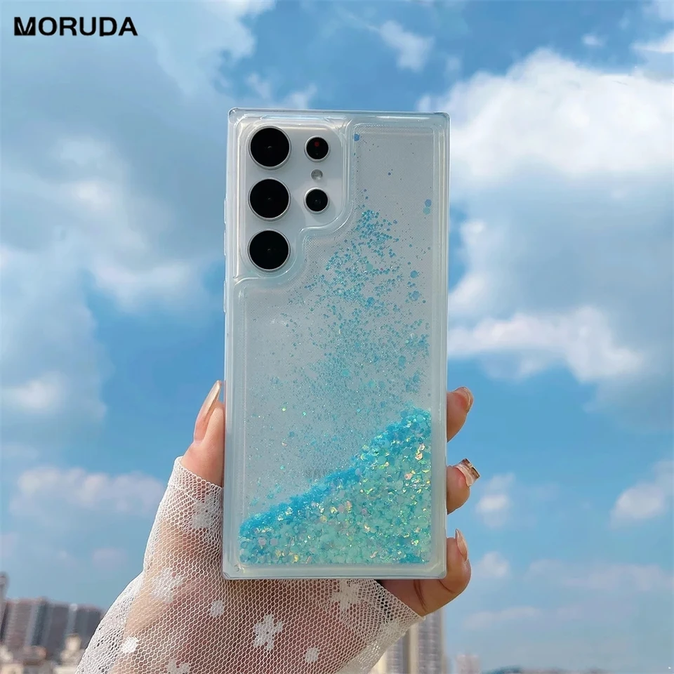 Glitter Quicksand Lortún Case pre Samsung Galaxy S24 Ultra S23 S22 Plus S21 S20 Fe A54 A34 A14 A52 A53 A12 A51 A33 Bling Cover Cover