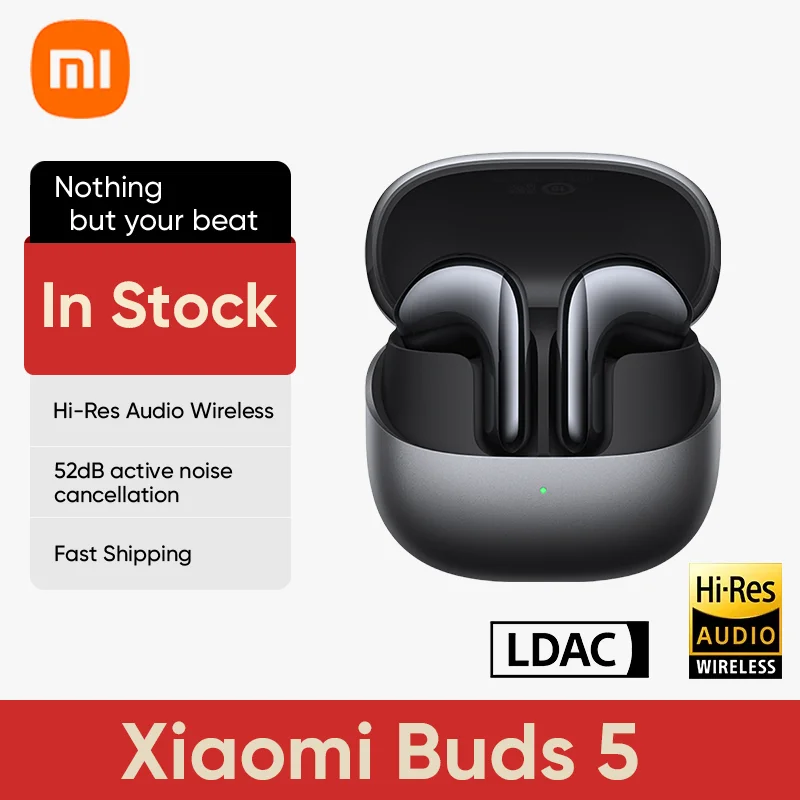 Global Versio Xiaomi Buds 5 TWS Serfon Bluetooth 5.4 AI aktívny hluk Zamestnanie nahrávania hlasu do konverzie textu IP54