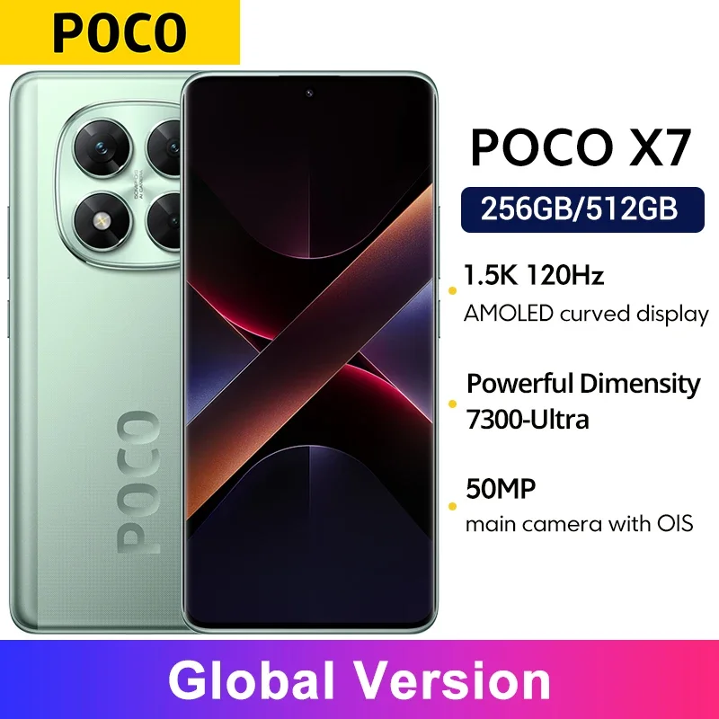 Globálna verzia POCO X7 Smartphone Xiaomi Hyperos 50MP DiMensity Camera 7300-Ultra NFC 5110MAH 45W 6,67 