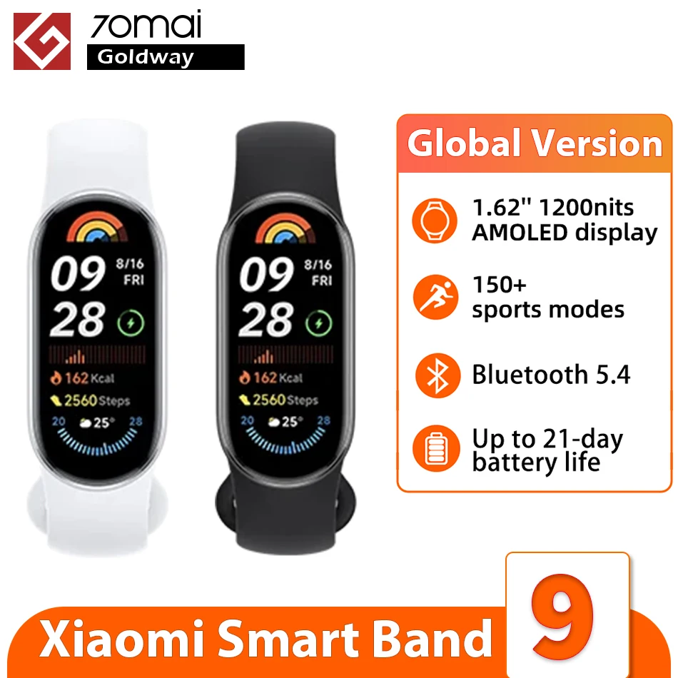 Globálna verzia Xiaomi Smart Band 9 150+ Športové režimy Monitorovanie spánku 1,62 