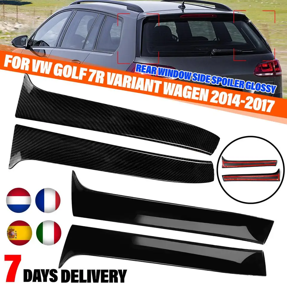 Gloss Black/Black Look Zadné okno Side Spoiler Canard Canard Splitter lesklý pre VW Golf 7 R Variant Wagen 2014 2015 16-2017