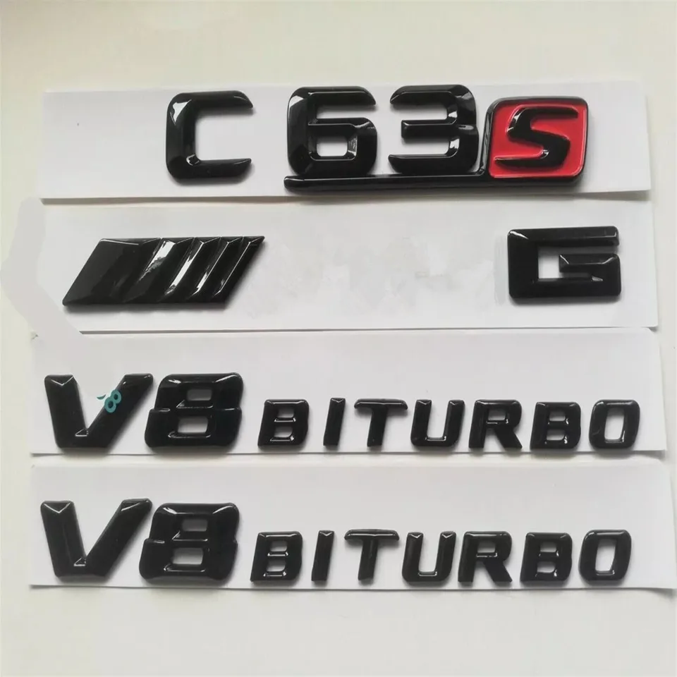 Gloss Black Class C63S V8 BITURBO W205 C205 S205 EMBLEMS