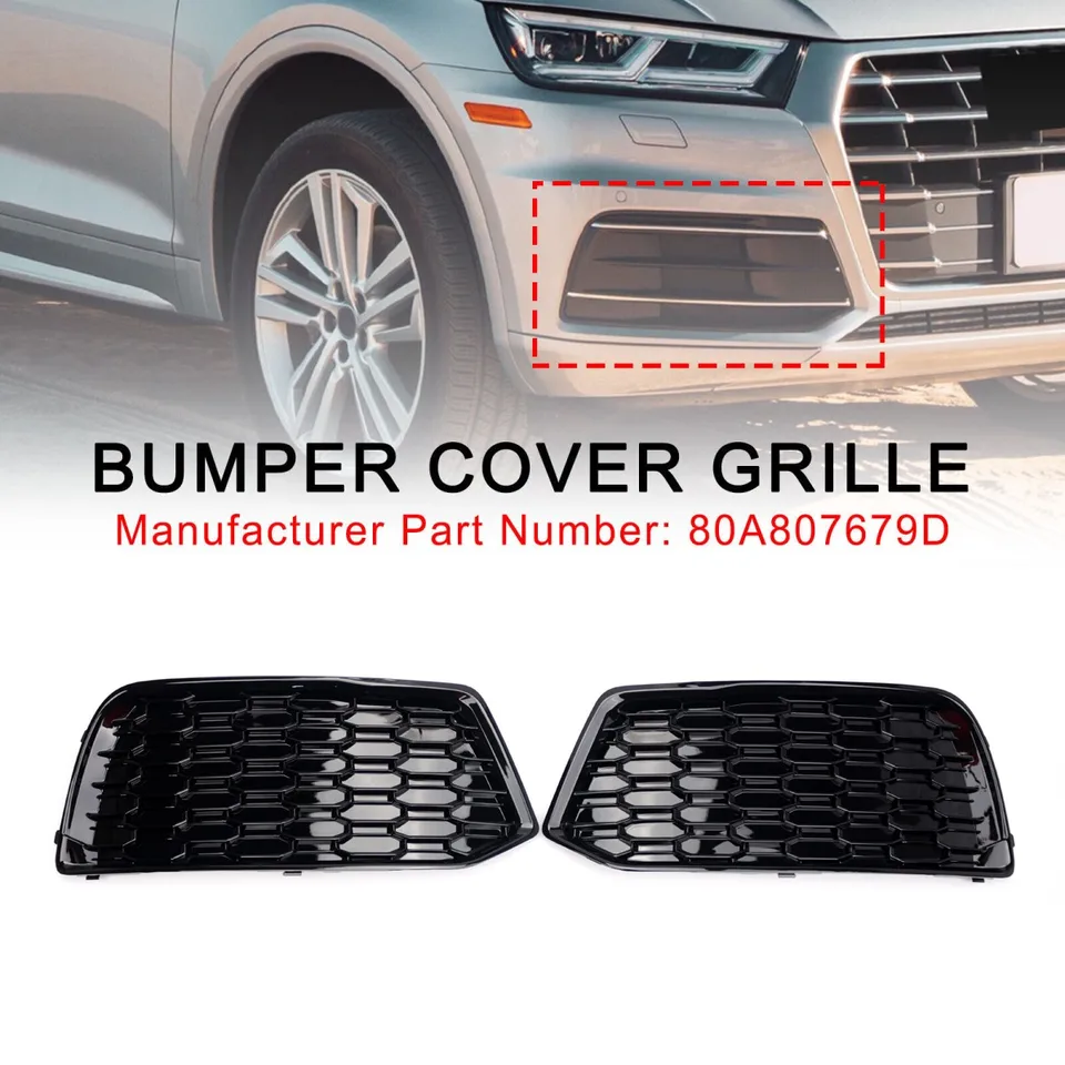 Gloss Black Fog Light Grille predný nárazník mriežky Grille Vložka pre Audi Q5 2018 2019 2020 2021 2022 80A807679D 80A807680D