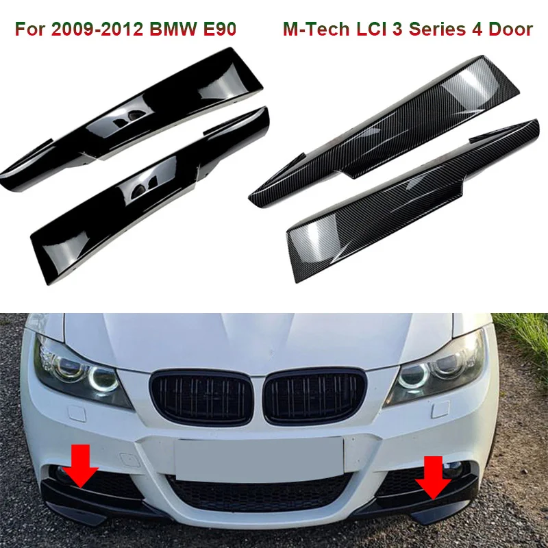 Gloss Black predný nárazník Strana pokrytia hmlovej hmlovej žiarovky Spiler Lip pre BMW E90 3 série 320I 330I M-TECH LCI 2009-2012