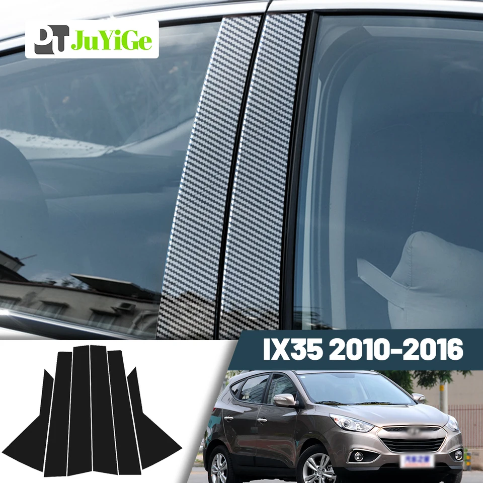 Glosy Black Black Fibre Dvere Deal Dvere BC Pillar Post Cover Sticker pre Hyundai IX35 2010-2016 2011 2012 2013 2014 2014