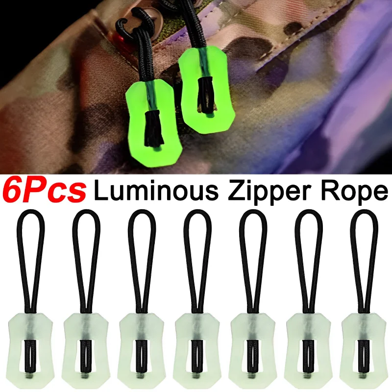 GLOW 6/1PC v tmavom zipsovom sťahovačiku s sťahováckou hlavou Anti-LOST Luminous Pull Pull Zippers Batoh Pre prívesok pre kabáty