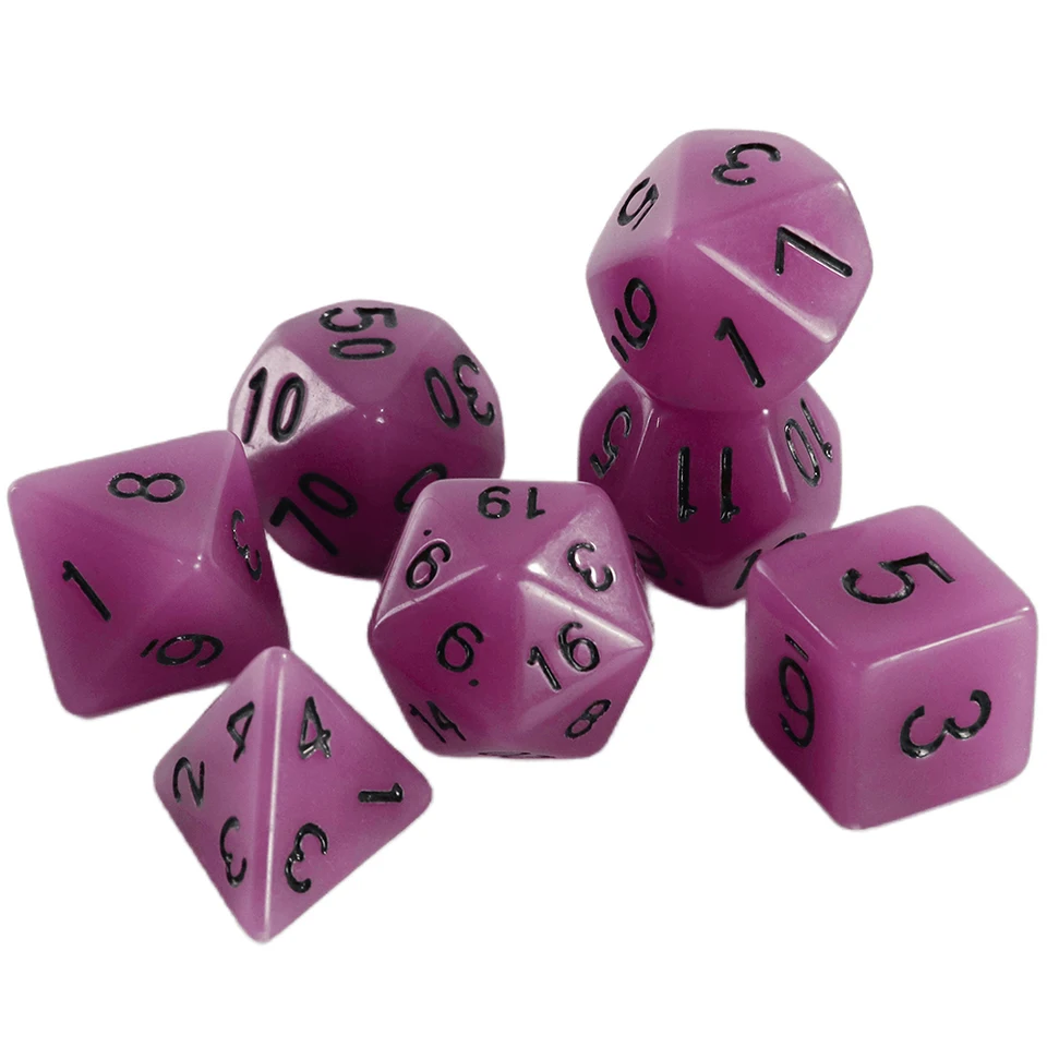 Glow In the Dark DND, RPG Dice 7ks/Set Multi-Side Dice pre D&D TRPG RPG stolové hry matematické vyučovacie kocky