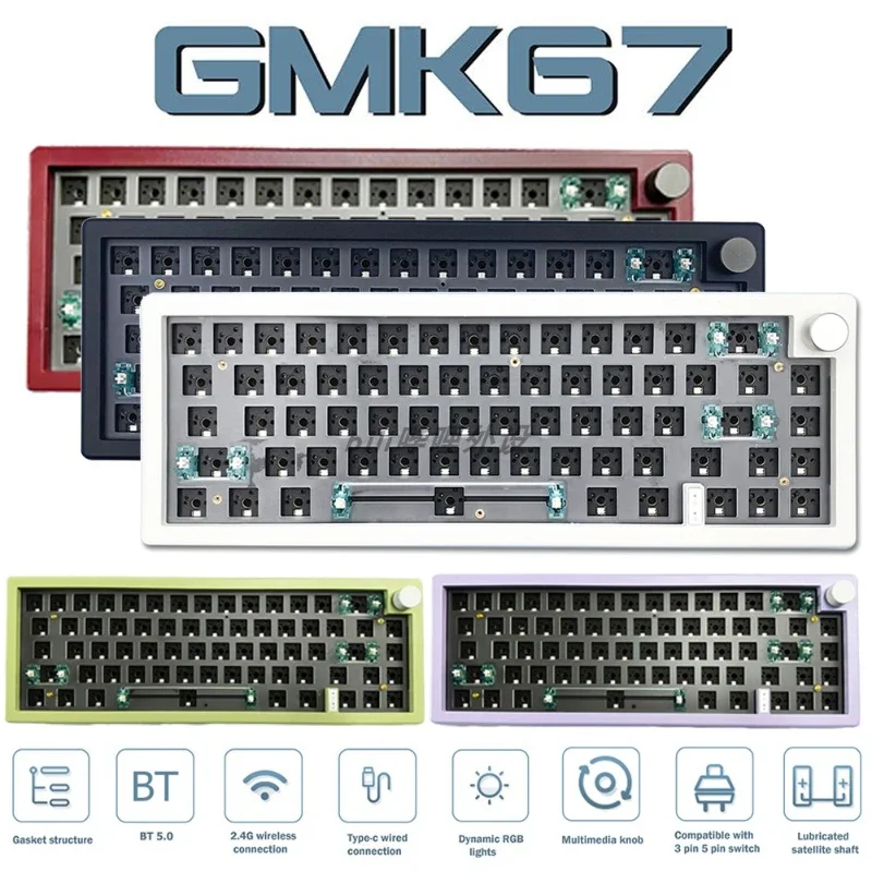 GMK67 MECHANICKÁ Klávesnica Súprava Vlastné bezdrôtové bezdrôtové Bluetooth 2.4G HOR-SWAP RGB TENSKET PRIESTORNÉ