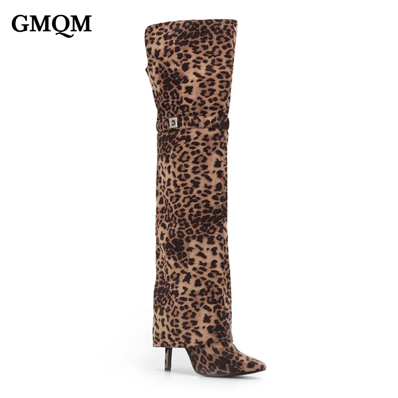 GMQM Fashion Ženy nad kolennými topánkami špicaté špičky na špičke diaľkové topánky Dizajnér dámske dámske vysoké podpätky Čierne zipsové zámky zipsové topánky