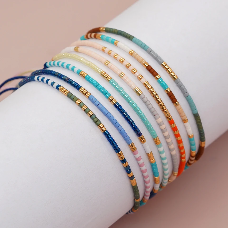 GO2BOHO Semená korálky Drobné náramky pre ženy boho pulzeras majer dizajnér farebné priateľstvo nastaviteľné šperky doplnky y2k