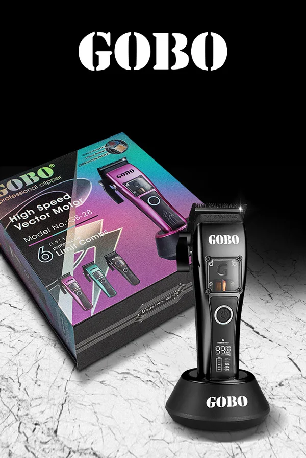 Gobo Clipper 28 Ibsgraded Vector Motor Profesionálny kaderník Salon Clipper Capper Kovový kryt je možné nabíjať pri 10 000 ot./min.