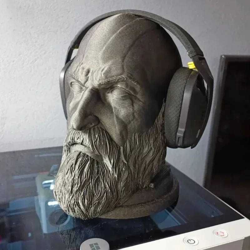 God of War Kratos Sochy Sochy slúchadlá Game Character Hračky Hračky hlava socha stola modelu počítačový slúchadlá držiak stojan