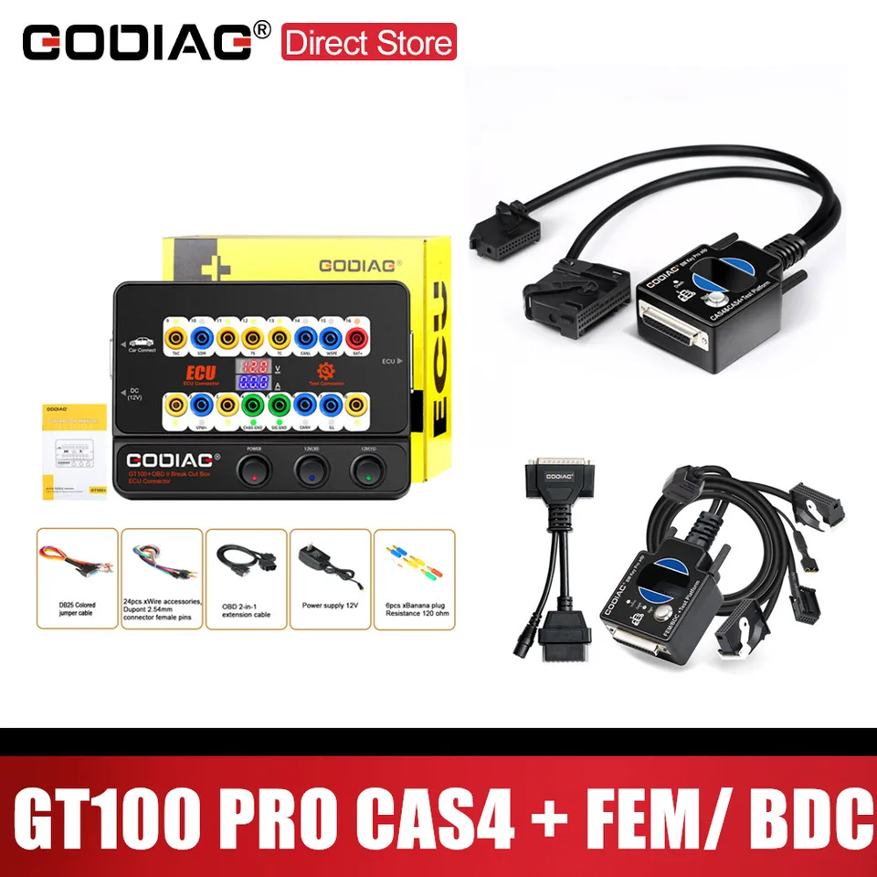 Godiag GT100+ GT100 PRO OBDII Breakout Box Connector Plus testovacia platforma pre BMW CAS4 / CAS4+ a FEM / BDC