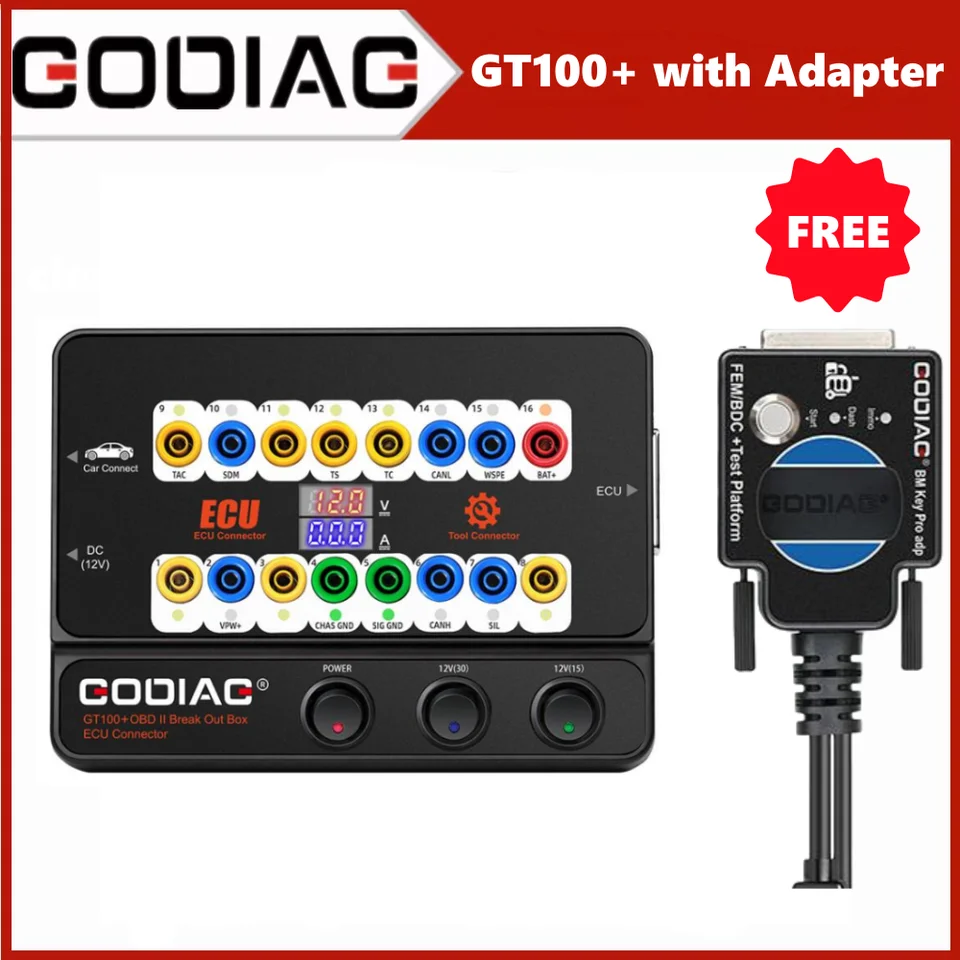 Godiag GT100 Pro Test Platform s elektronickým prúdom displej OBD II Beck Out Box Získajte bezplatný darček FEM/ BDC Programovanie pre BMW