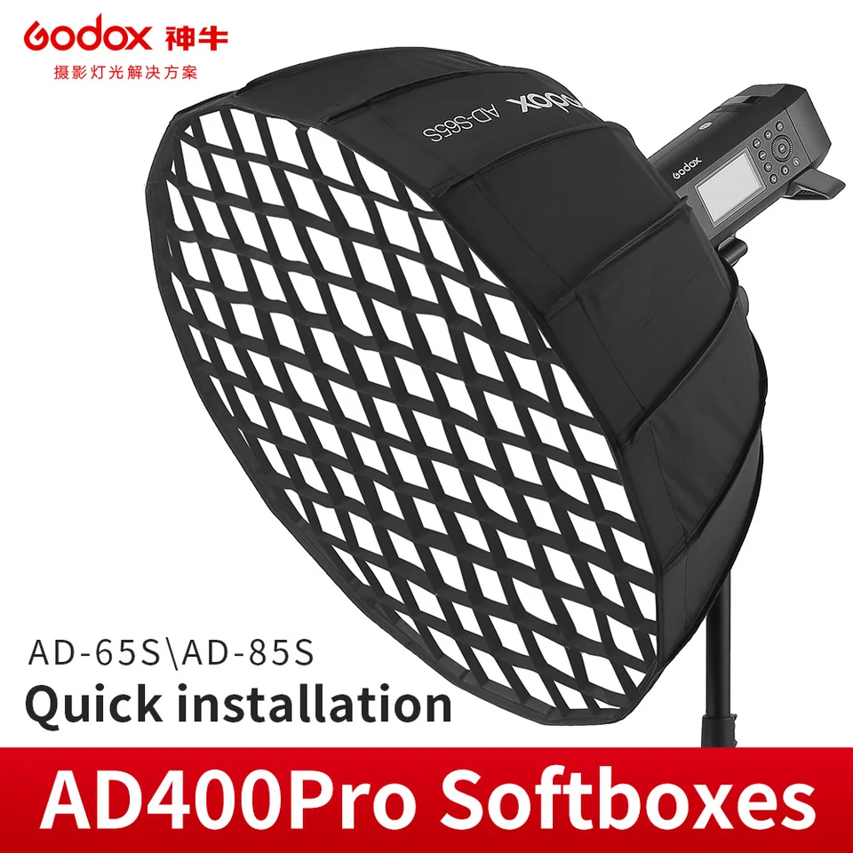 Godox AD-S65S AD-S65W 65 cm AD-S85S AD-S85W 85 cm Striebro hlboký parabolický softbox + Honeycomb Grid Godox Mount Softbox pre AD400PRO