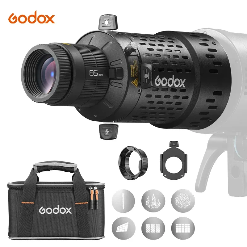 Godox BFP Flash Projection Pripojte sa s Bowens Mount Studio Bliká 360 ° Rotatovateľné Snoot pre fotografovanie Clear Clear Wormes