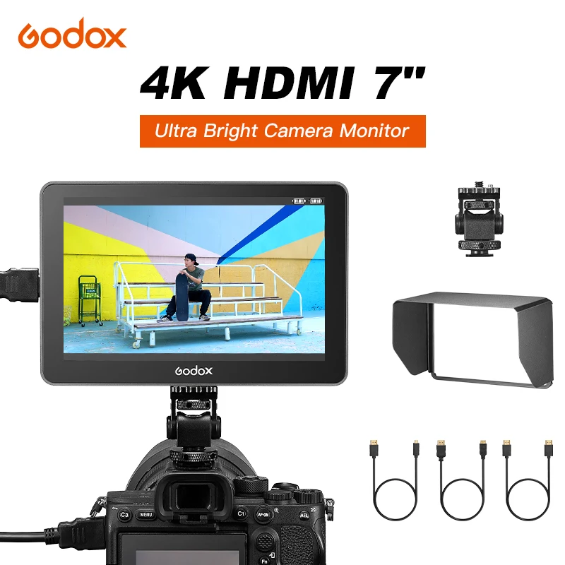 GODOX GM7S 4K HDMI 7 palcov Ultra Bright Camera DSLR Monitor 3D LUT Touch Screen IPS FHD 1920x1080 Video Live Display