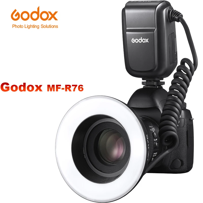 Godox MF-R76 makro kruhový flash micro fotoaparát makro-lampa zubná fotografia pre kamery DSLR Canon Nikon 6d 7d 60D 70D