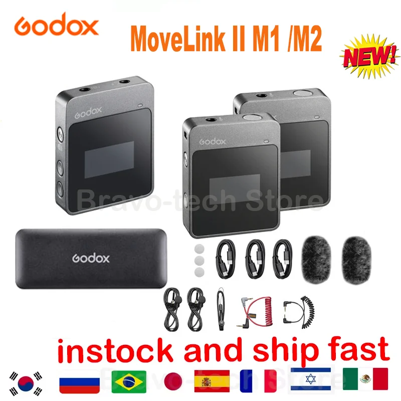 Godox Movelink II M1 M2 2,4 GHz Wireless Lavalier Omnirectional Mikrofónový vysielač prijímača pre telefóny DSLR Camera Smartphon