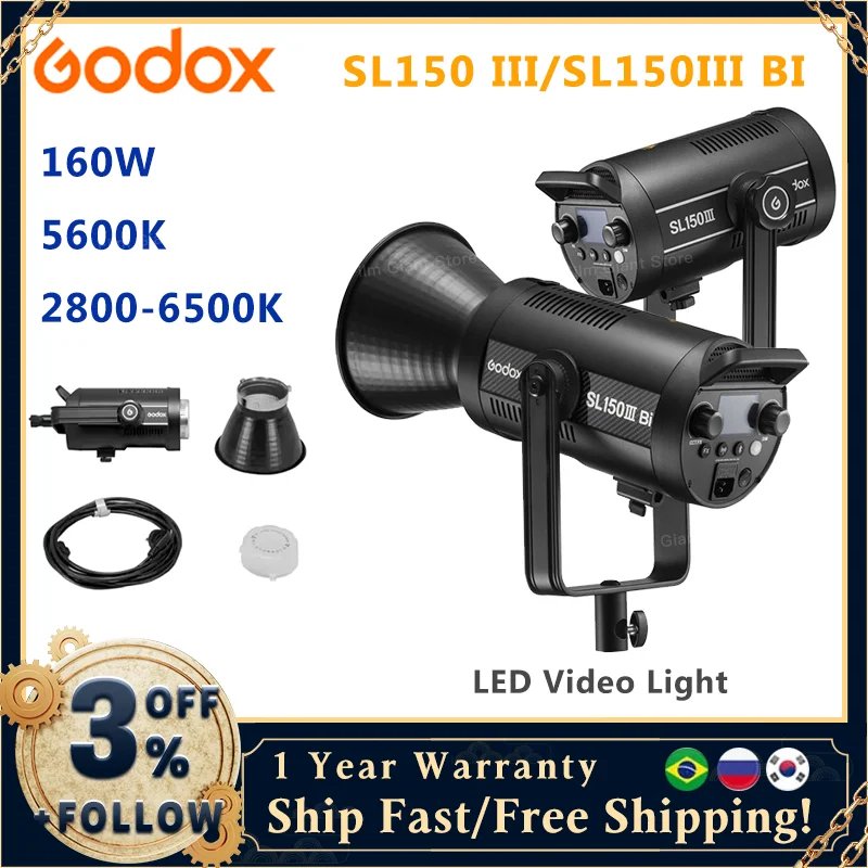 GODOX SL150 III SL-150W III LED VIDEO LIGHT LIGHT 150W Bowens Mount Daylight Balanced 5600K 2.4G Wireless X System Systémový ovládací riadok