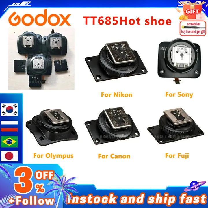 GODOX TT685 TT350 Flash horúca topánka Vymeňte príslušenstvo kompatibilné rýchle svetlity TT685C TT685N TT685S Forcanon Nikon Sony Pentax DSLR