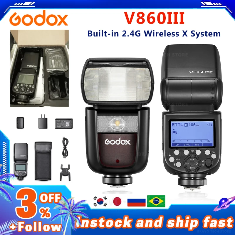 GODOX V860III V860IIIC V860IIIN V860IIIIS Speedlite Camera Flash TTL HSS Flash pre Canon Sony Nikon Fuji Olympus Pentax Camera Camera