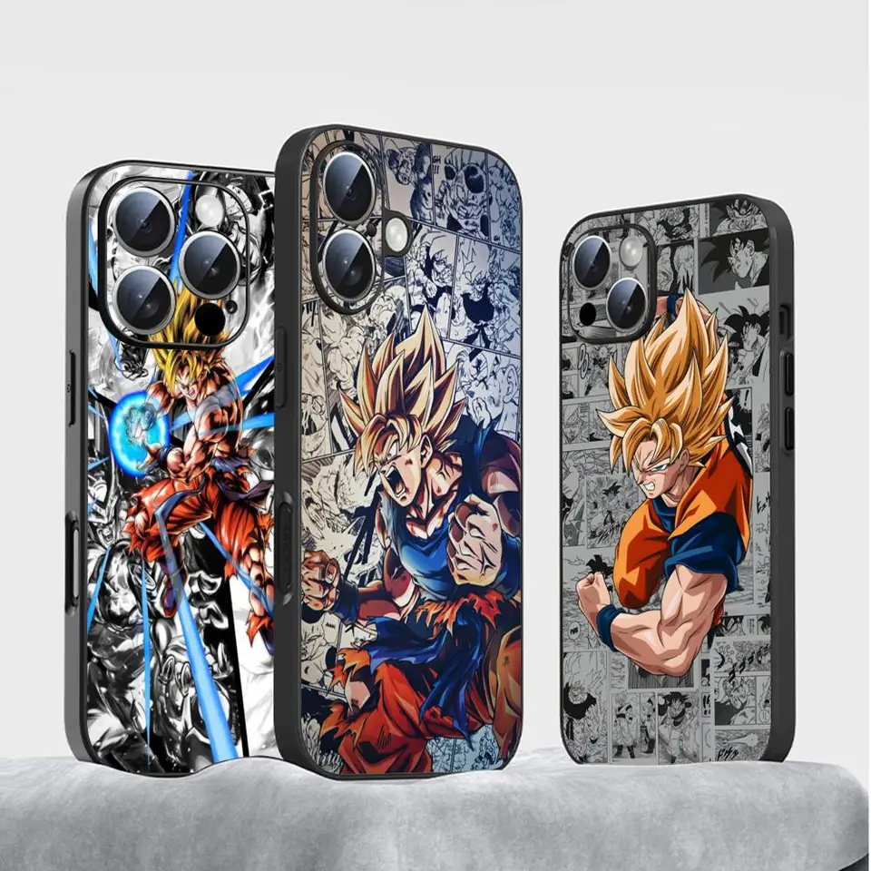 GOKU Power Fashion Design Pase pre iPhone 16 15 14 13 12 11 x xr xs 8 plus Mini Pro Max Soft Black Shockproof Cover