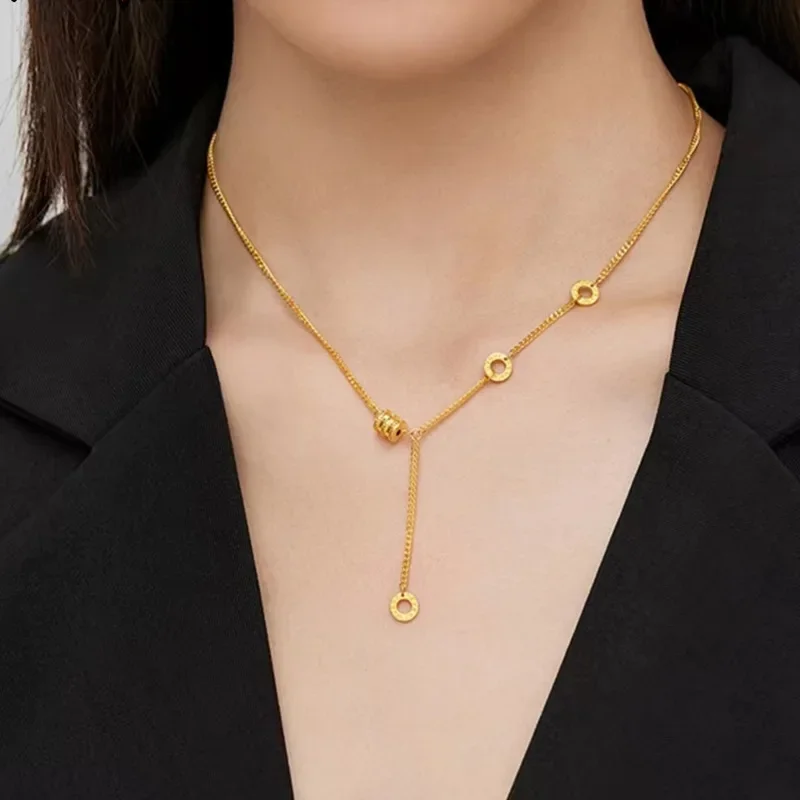 Gold Au99 Náhrdelník ženská výklenok dizajn 24k reťazec na kosti Small pás