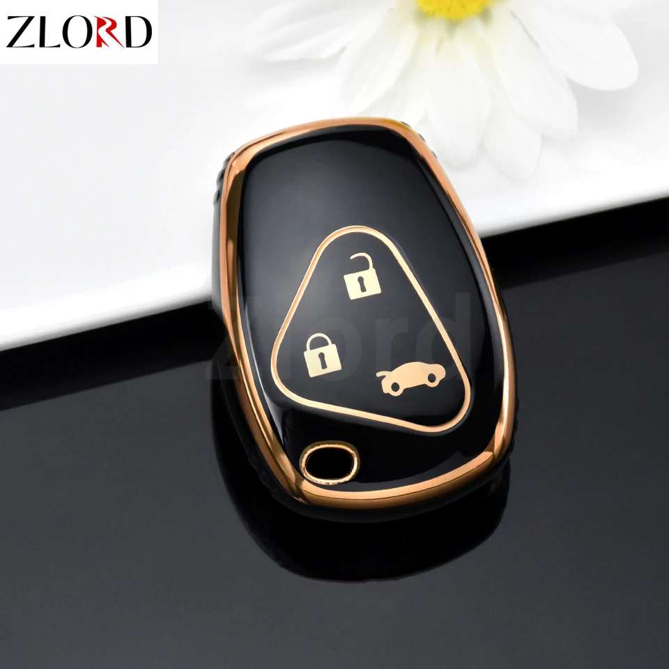 Gold Edge TPU 2/3 TLAČIDLO CAR CAR DISTATION COLLE Kľúč pre Renault Clio Trafic Twingo Kangoo Master Modus Dacia Duster Sandero