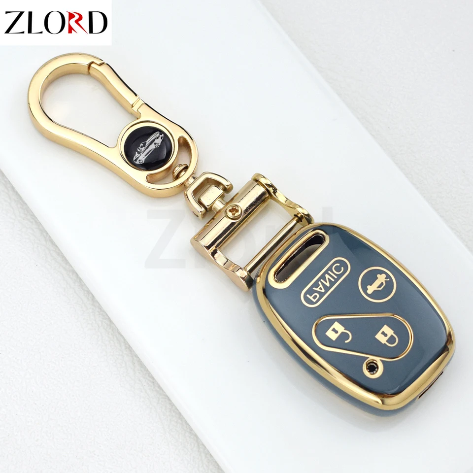 Gold Edge TPU TPU Key Bag Shell SHELL Key Reťaz vrecká vhodná pre Honda Accord CRV Pilot Civic 2008 2009 2010 2010 2012 2012 2013 Kľúčový reťazec
