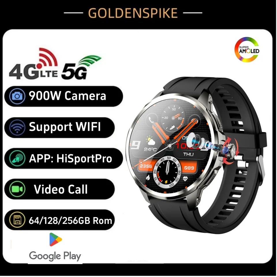 Goldenspike H99 SmartWatch 4G/5G LTE 900W Rotary HD Camera GPS WiFi HisportPro App Bluetooth Smart Watch for iOS Android Xiaomi