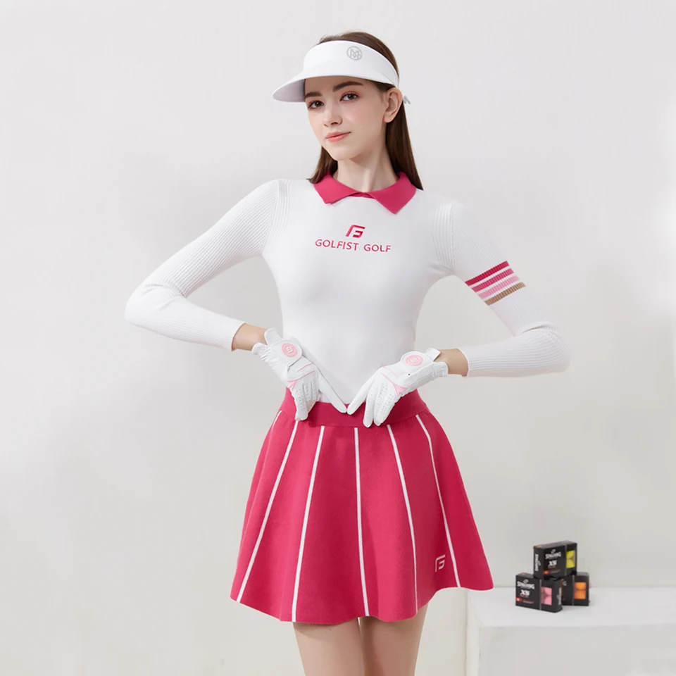 Golf Autumn Dámske obleky s dlhým rukávom košeľa Turnwow Collar Struka Sukňa Športový voľný čas Golf Dámske oblečenie OEM