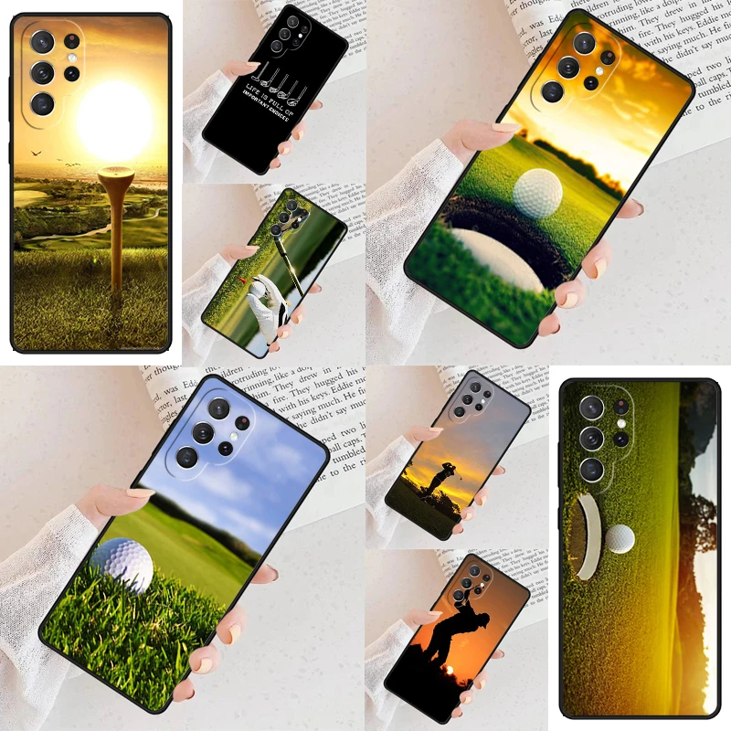 Golf Golfing Golf Sunset Puzdet pre telefón Samsung Galaxy S24 S23 S22 S21 Ultra S10 Poznámka 10 Pro S20 Plus Fe S9 S8