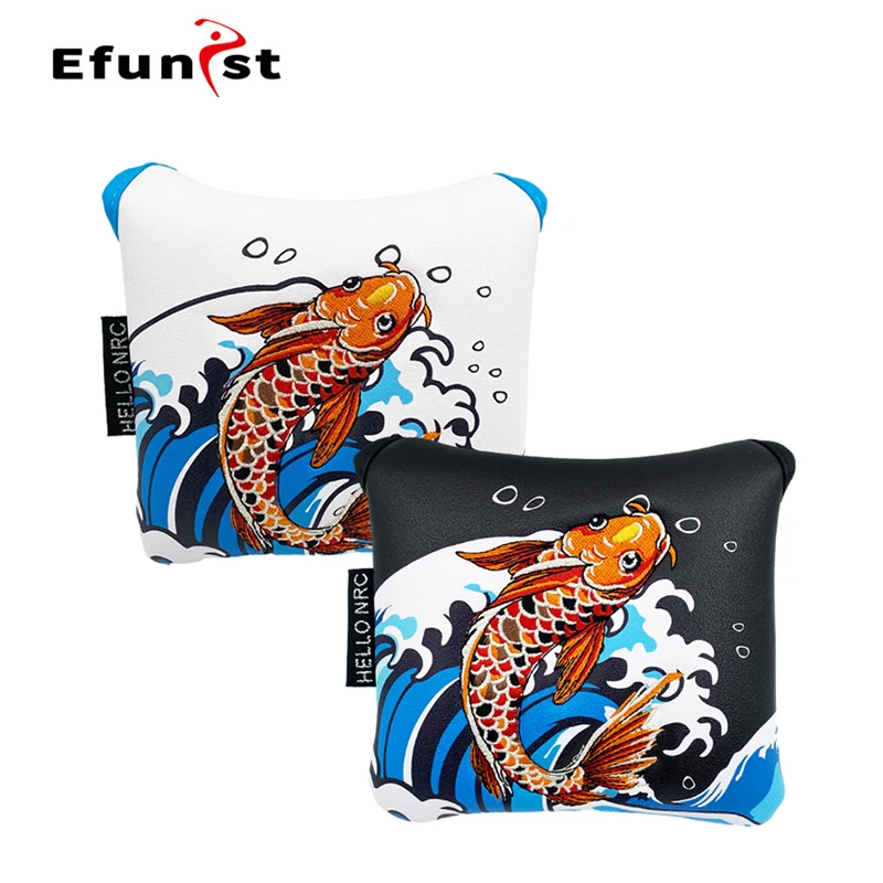 Golf Square Putter Cover Golf Club Protector Ochranca štýlové magnetické otváranie a zatváranie PU kožené golfové doplnky