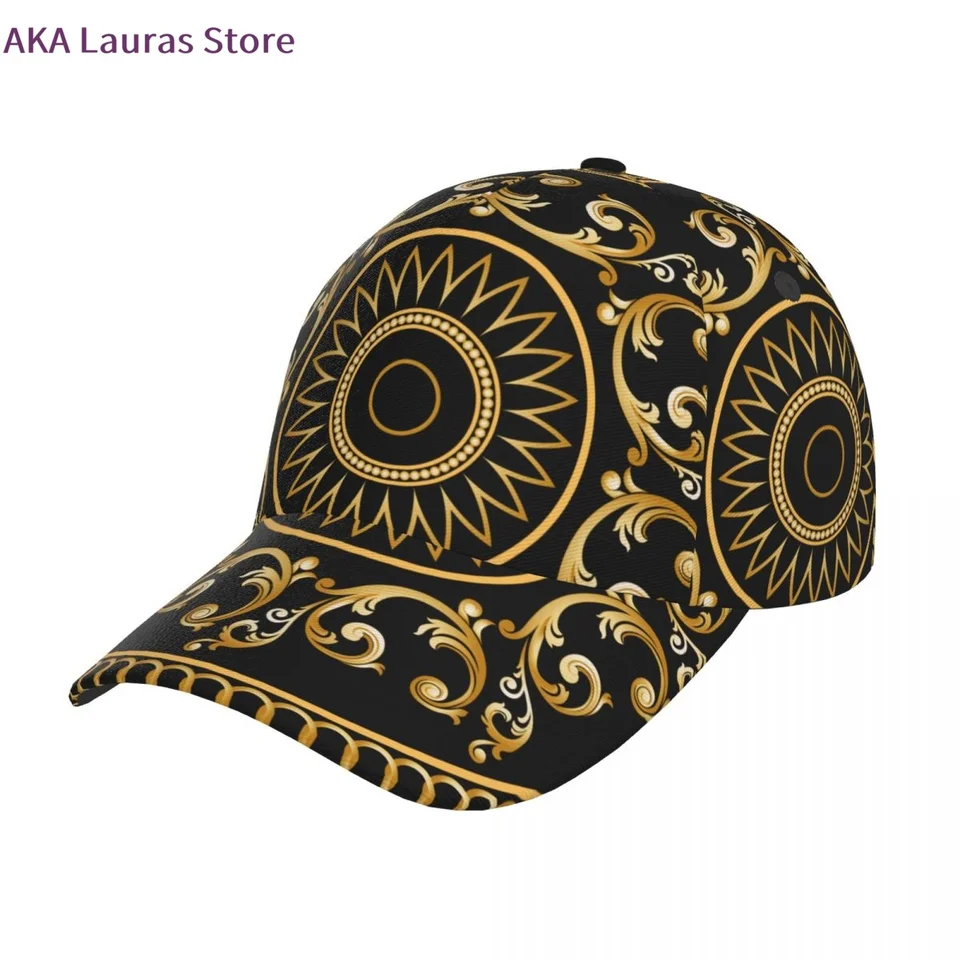 Golfové klobúky Men baseball Cap Sports zlatá kvetinová baroková neformálna klobúk móda vonkajšie hip hop klobúky pre mužov Unisex