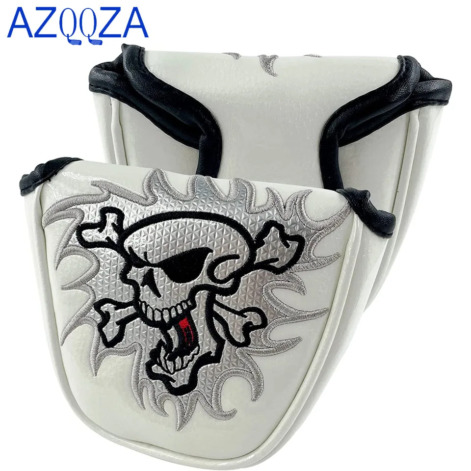 Golfový klub lebka Mallet Putter Cover Magnetic Closure päta hriadeľ PU kožené putters healtcover