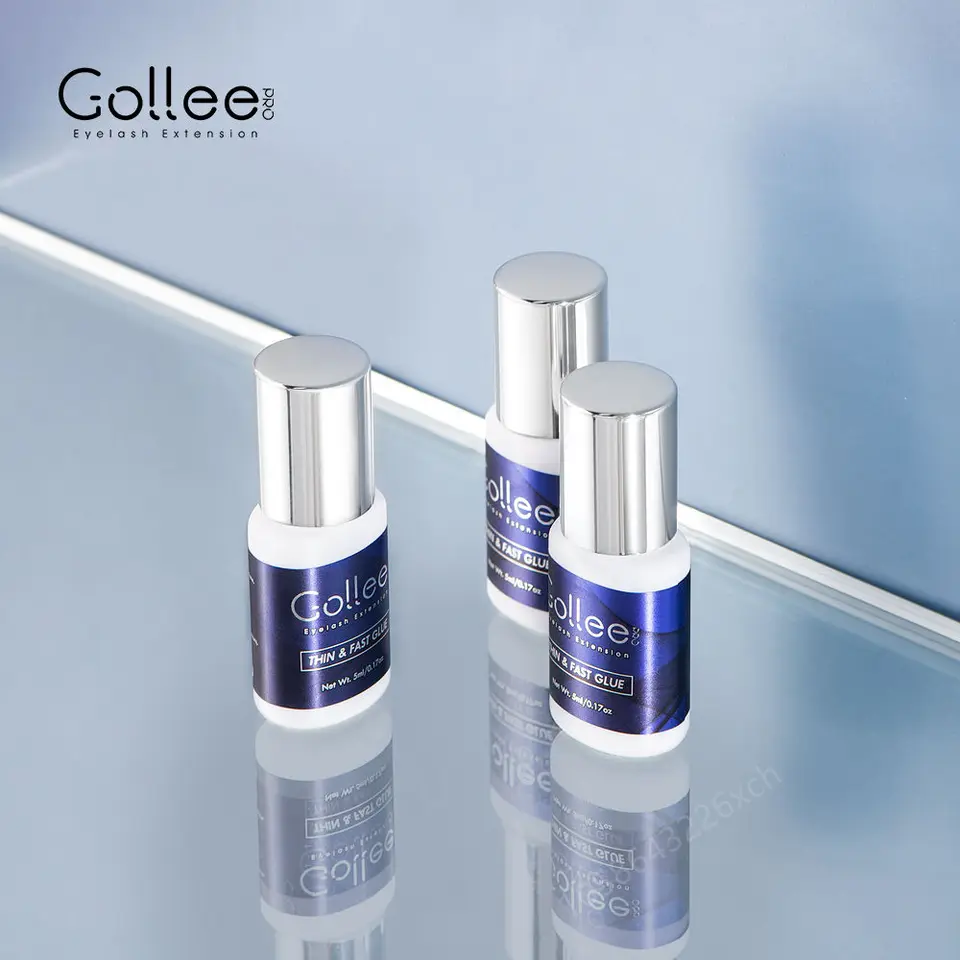 Gollee Horúce a ekonomické tenké rýchle lepidlo na predlžovanie Lash Glue 5ml pre falošné mihalnice 1s Sušenie pre profesionálneho riasového umelca