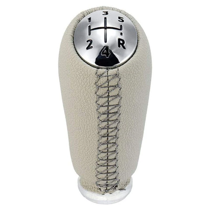 Gombík na radenie gombíka 5Speed ​​kožená kožená kolesá prevodovky Pen s guľôčkou béžová pre Renault Megane II Mk2 Scenic 2 Clio 3 III MK3