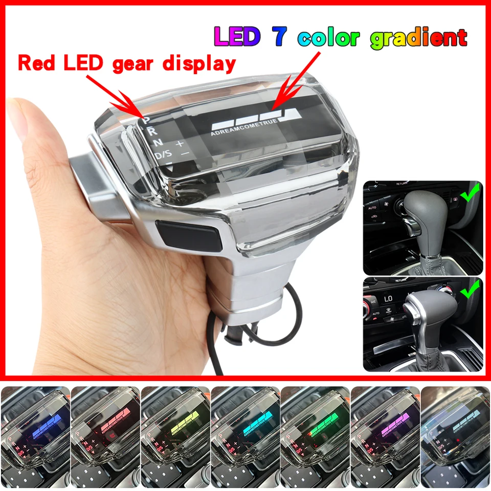 Gombón na radenie skrinky LED Crystal Gear pre Audi A6 C6 C7 A4 A5 Q5 Q7 S5 S6 S7 Vnútorné príslušenstvo Vnútorné príslušenstvo GLOW GROW GRAB HANGEL ROVE