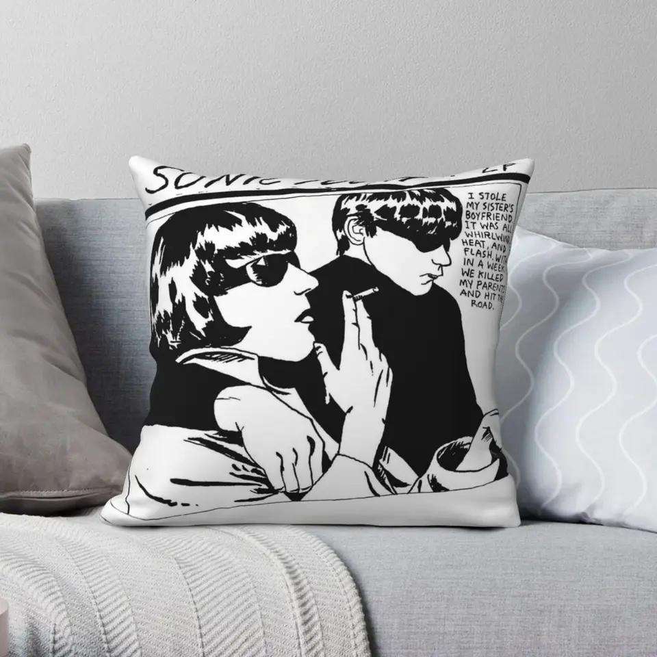 Goo Sonic Youth Square vankúš Pollowcase Polyester Linen Velvet Creative Zip dekor vankúšový obal domáci vankúšový kryt