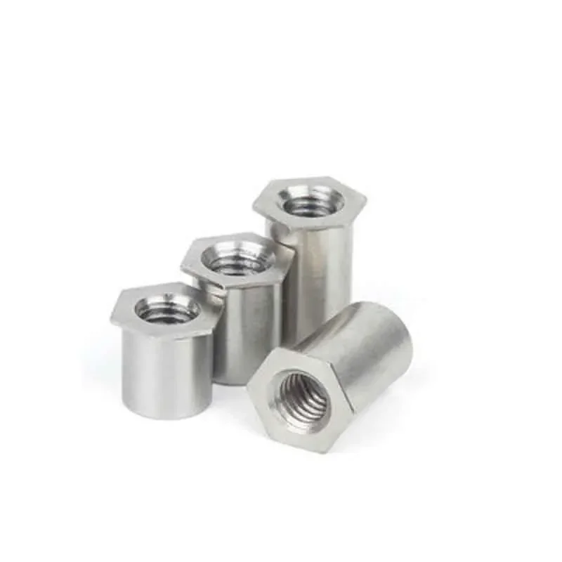 Good2 3ks M6 Press Nivet Nuts cez otvor Hexagonal Muff Stud 416 nehrdzavejúca oceľ 8,75 mm vonkajší priemer 10 mm-20 mm dĺžka