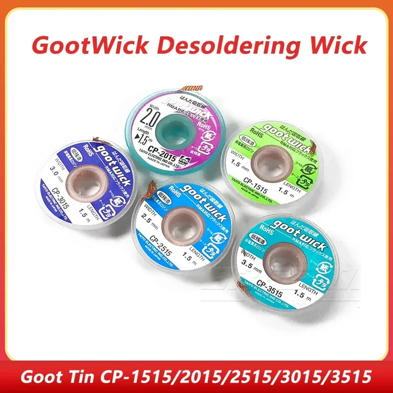 Goot CP-2015 Tin Suctio Desoldering Braid Solder Solder Remover Wick BGA Solinging Wire Tin Absorpčná čiara CP-1515/2015/2515/3015/3515
