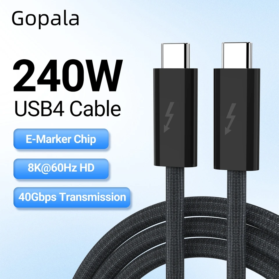Gopala [USB-IF Certified] 3,3 ft 8k Video 240W Nabíjanie 40 Gbps USB 4 kábel pre Thunderbolt 4, iPhone 15 Pro Max, MacBook