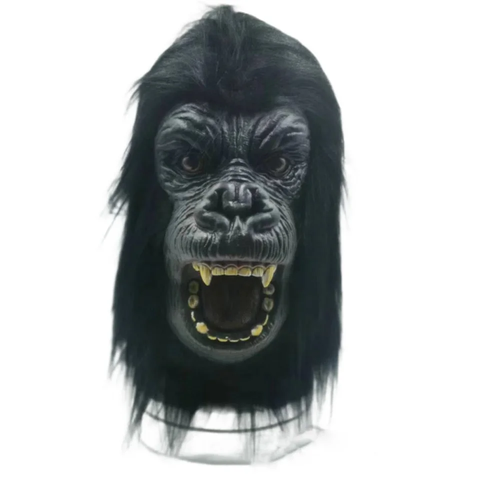 Gorilla maska ​​Kong Chimpanzee Helma Halloween Cosplay čierna opica hlava hlavy Funny Horror Dospelá celá tvár Latex kostýmy rekvizity